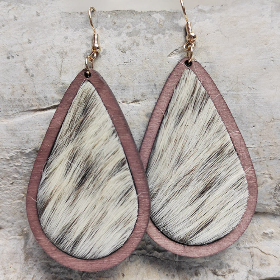 Teardrop Shape Wooden Dangle Earrings Style I / One Size Apparel and Accessories