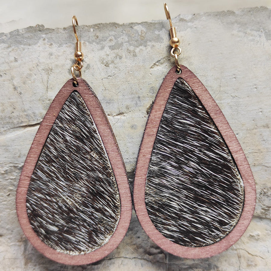 Teardrop Shape Wooden Dangle Earrings Style J / One Size Apparel and Accessories