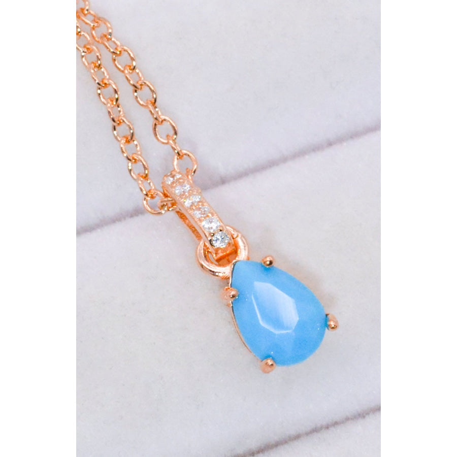 Teardrop Turquoise 4-Prong Pendant Necklace