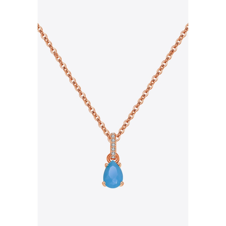 Teardrop Turquoise 4-Prong Pendant Necklace