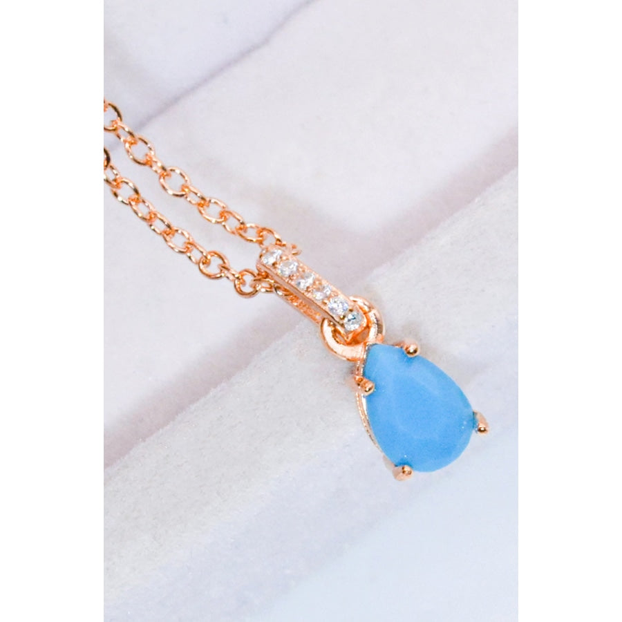 Teardrop Turquoise 4-Prong Pendant Necklace