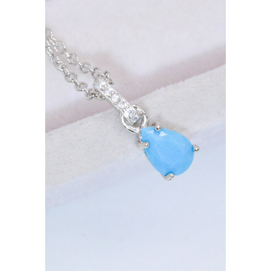 Teardrop Turquoise 4-Prong Pendant Necklace