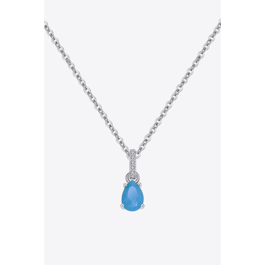 Teardrop Turquoise 4-Prong Pendant Necklace