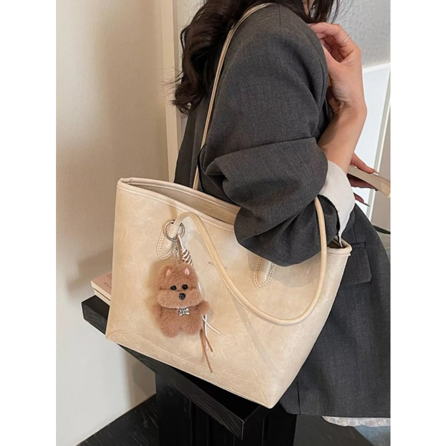 Teddy Bear Charm Tote Bag Ivory / One Size Apparel and Accessories