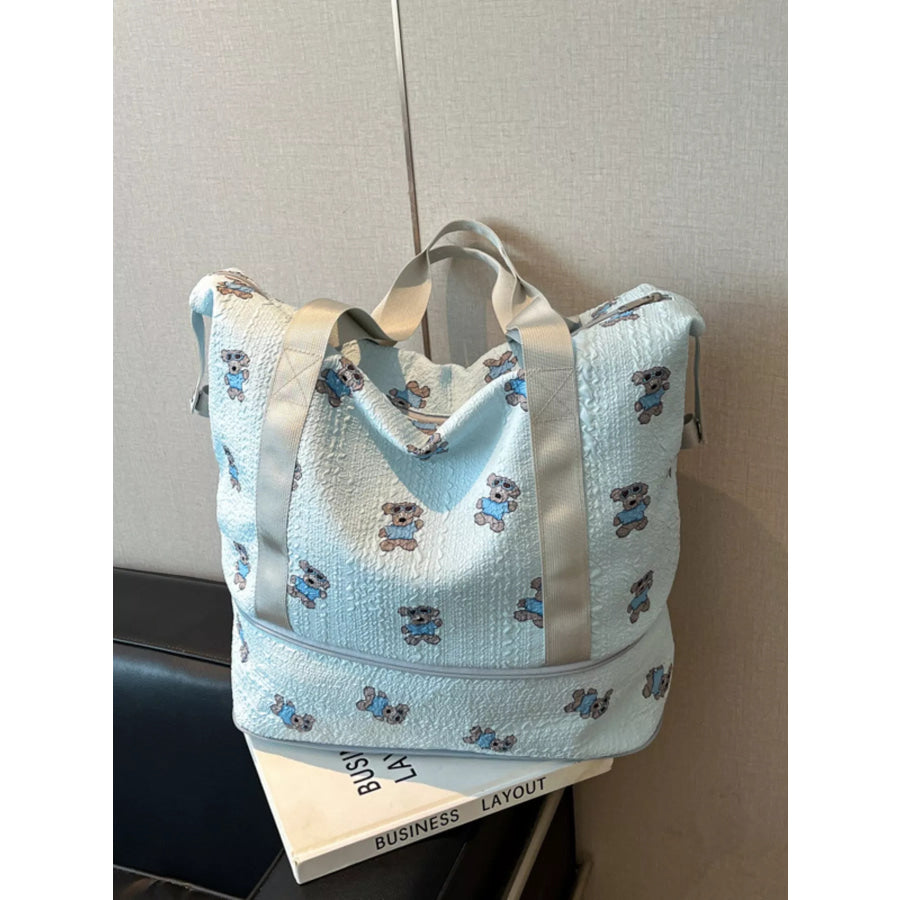 Teddy Bear Print Travel Bag Blue / onesize Apparel and Accessories