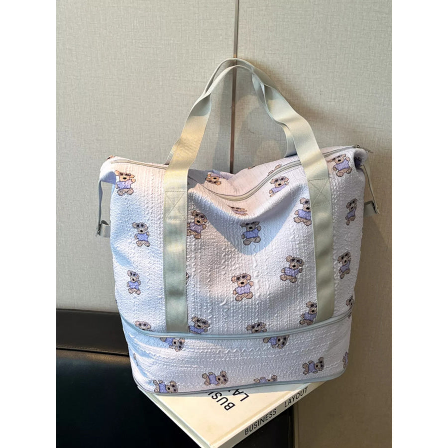 Teddy Bear Print Travel Bag Purple / onesize Apparel and Accessories