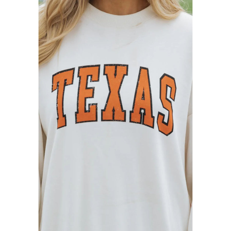 TEXAS Round Neck Dropped Shoulder Sweatshirt Apparel and Accessories