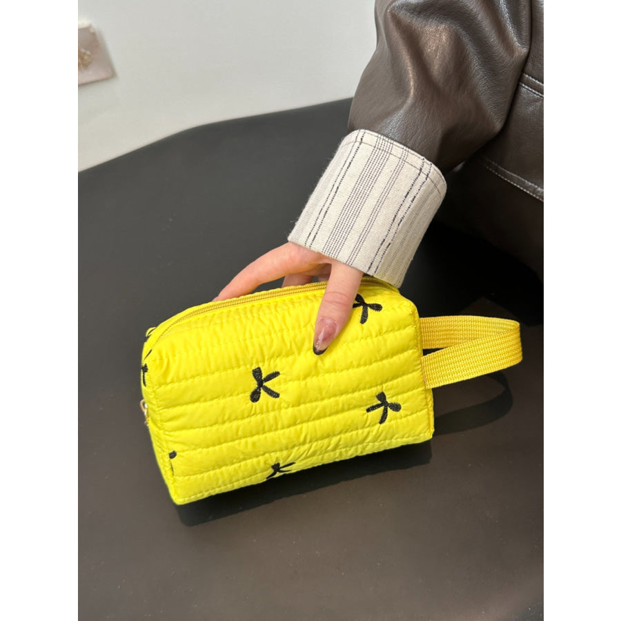 Texture Contrast Bow Wristlet Yellow / One Size Apparel and Accessories