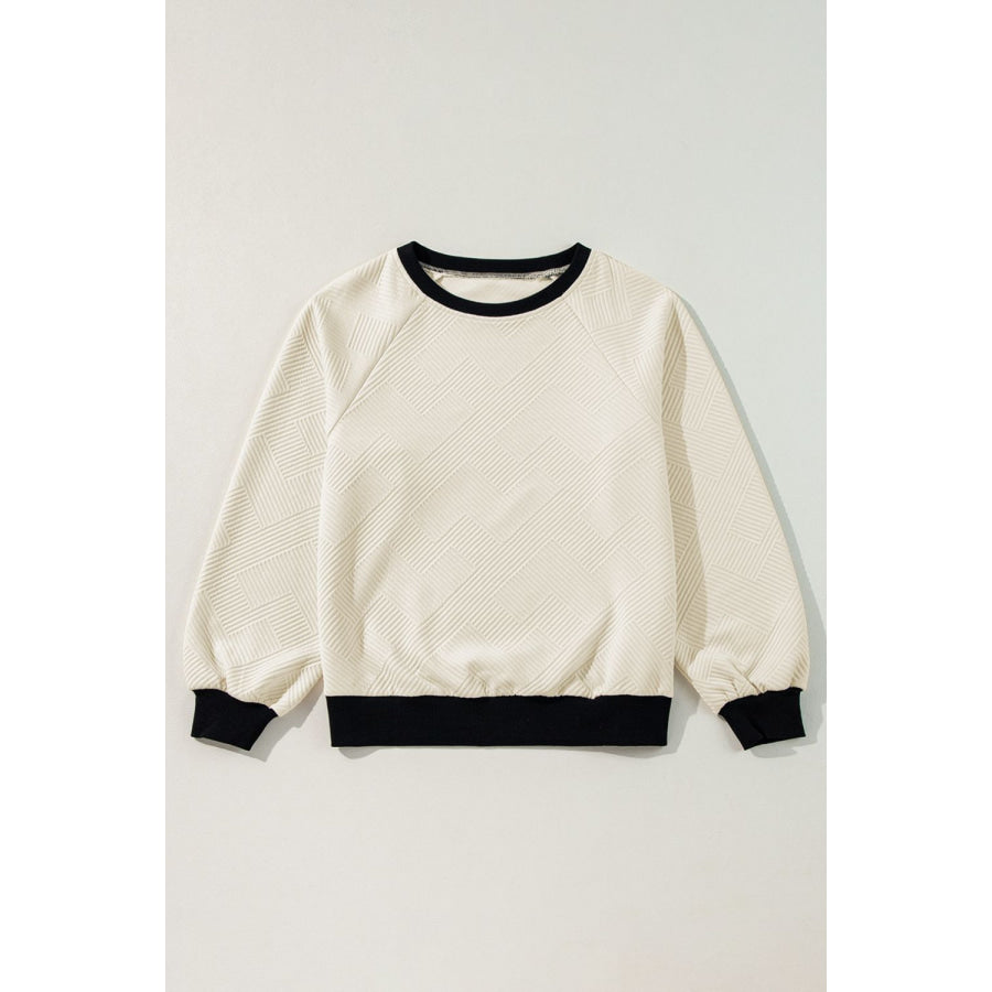 Texture Contrast Long Sleeve Sweatshirt Apparel and Accessories