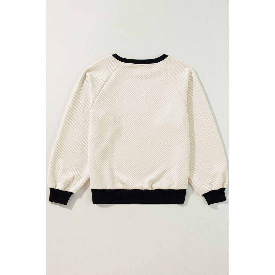 Texture Contrast Long Sleeve Sweatshirt Apparel and Accessories