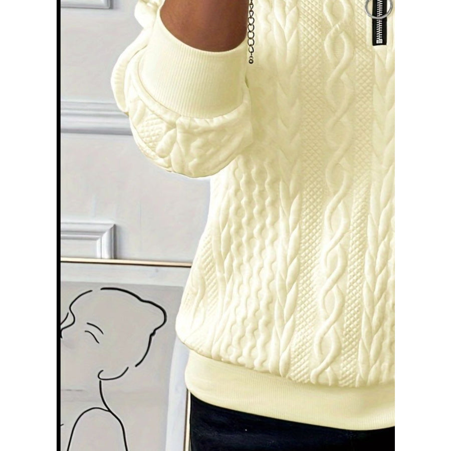 Texture Half Zip Long Sleeve Sweatshirt Apparel and Accessories