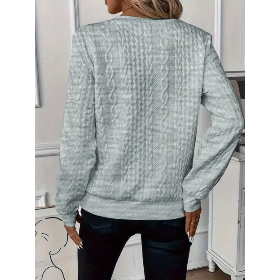 Texture Half Zip Long Sleeve Sweatshirt Apparel and Accessories