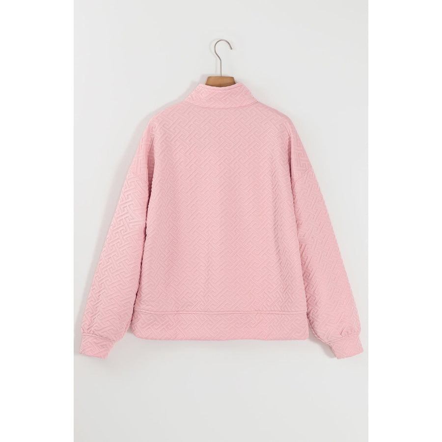 Texture Half Zip Long Sleeve Sweatshirt Apparel and Accessories