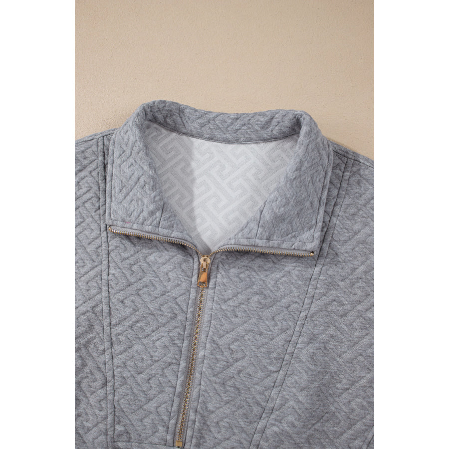 Texture Half Zip Long Sleeve Sweatshirt Apparel and Accessories