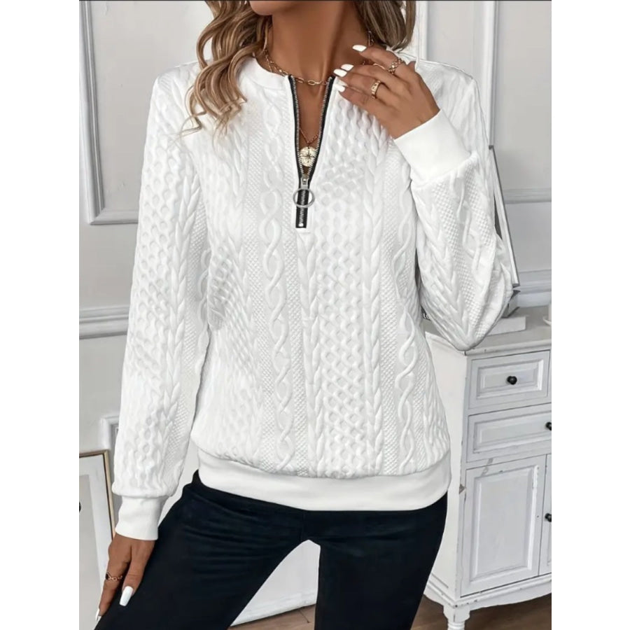 Texture Half Zip Long Sleeve Sweatshirt Apparel and Accessories