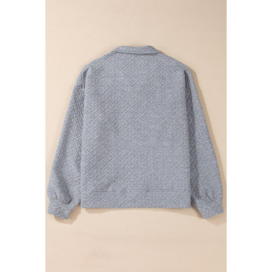 Texture Half Zip Long Sleeve Sweatshirt Apparel and Accessories