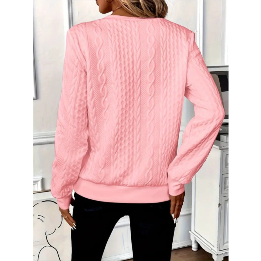 Texture Half Zip Long Sleeve Sweatshirt Apparel and Accessories