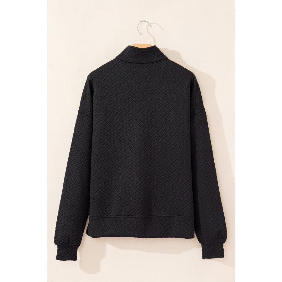 Texture Half Zip Long Sleeve Sweatshirt Apparel and Accessories