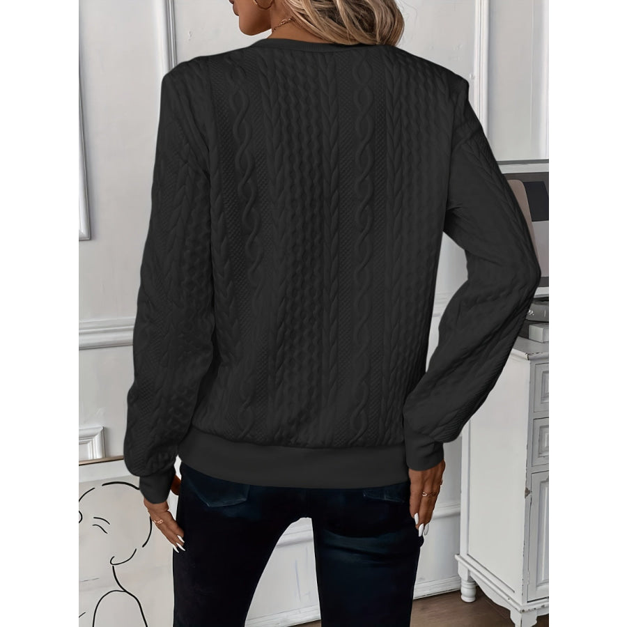 Texture Half Zip Long Sleeve Sweatshirt Apparel and Accessories