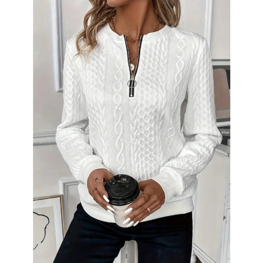 Texture Half Zip Long Sleeve Sweatshirt Apparel and Accessories