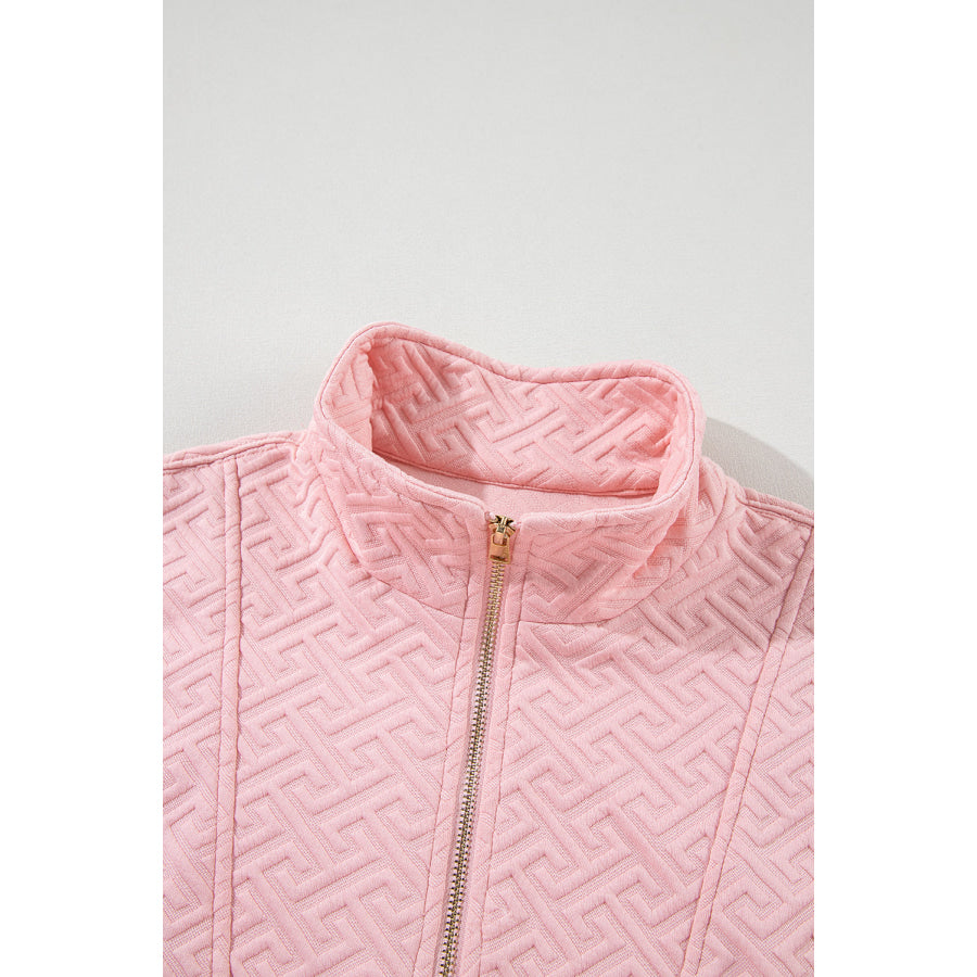 Texture Half Zip Long Sleeve Sweatshirt Apparel and Accessories