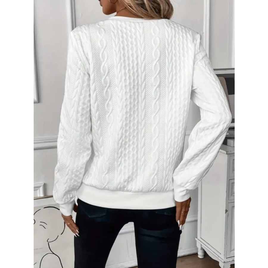 Texture Half Zip Long Sleeve Sweatshirt Apparel and Accessories