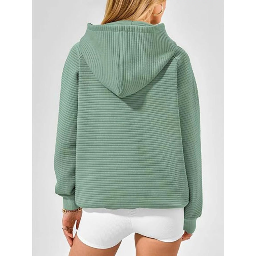 Texture Kangaroo Pocket Raglan Sleeve Hoodie Apparel and Accessories