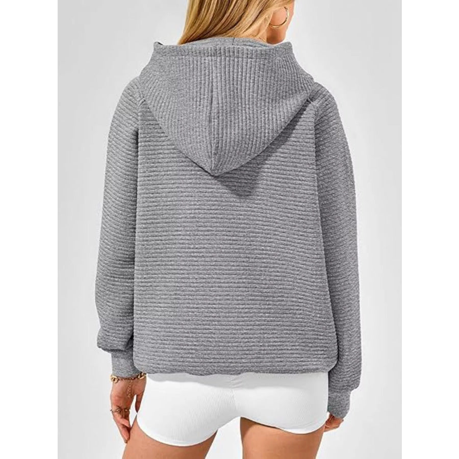 Texture Kangaroo Pocket Raglan Sleeve Hoodie Apparel and Accessories