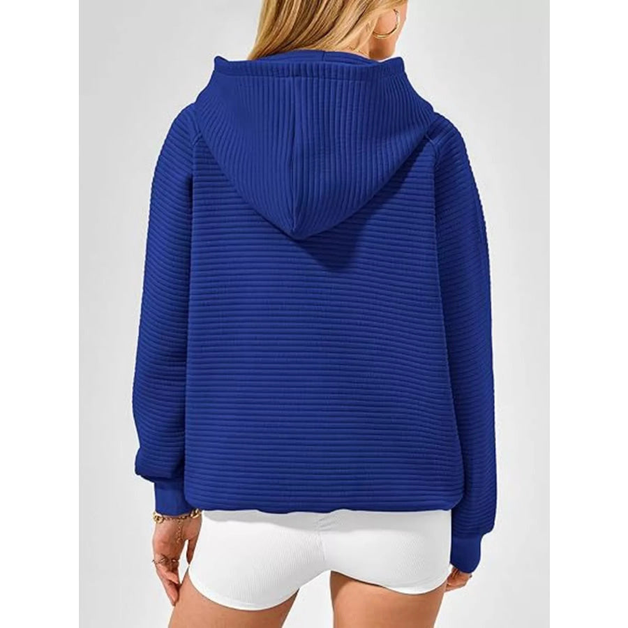 Texture Kangaroo Pocket Raglan Sleeve Hoodie Apparel and Accessories