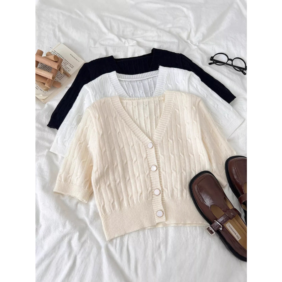Texture Knit Button Down Cardigan Apparel and Accessories
