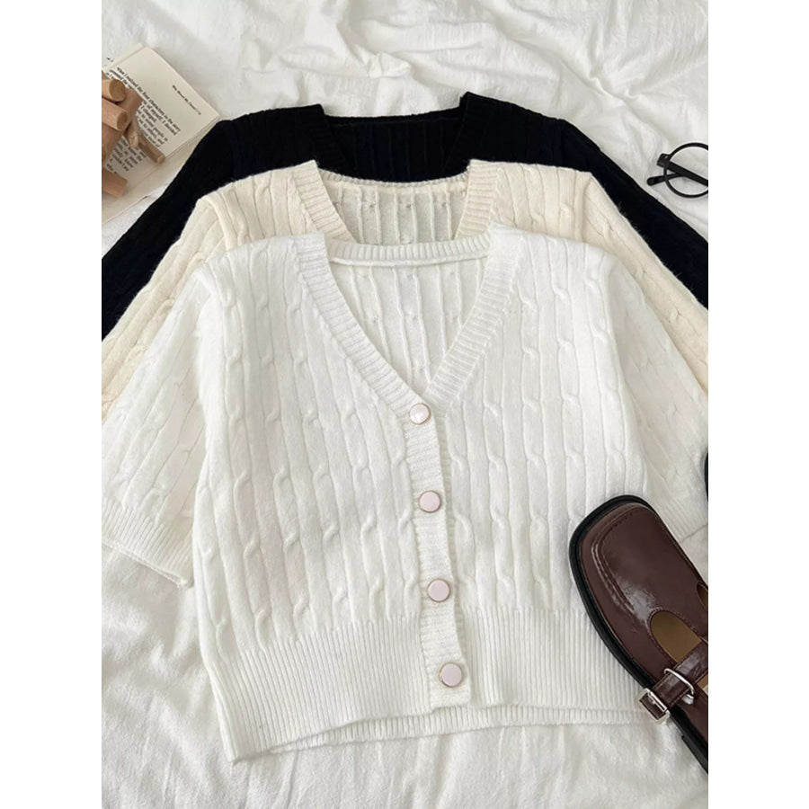 Texture Knit Button Down Cardigan Apparel and Accessories