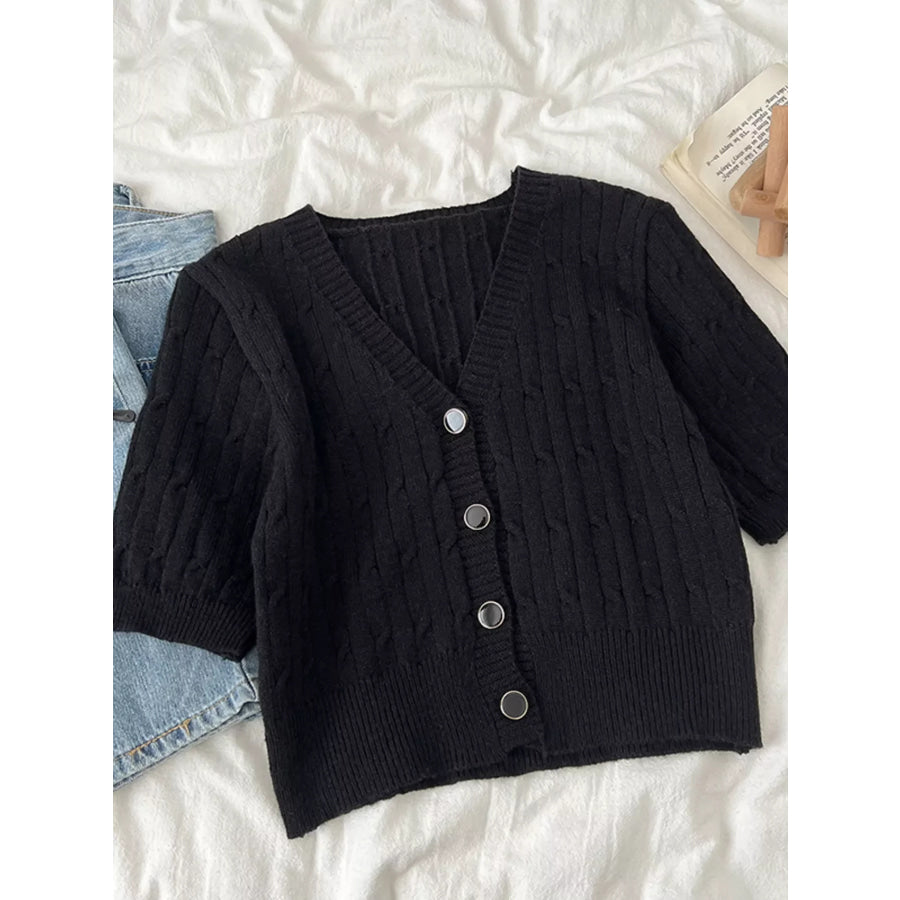 Texture Knit Button Down Cardigan Apparel and Accessories