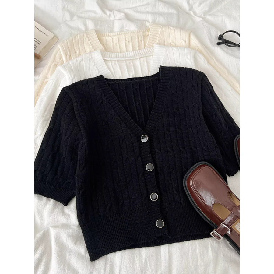 Texture Knit Button Down Cardigan Apparel and Accessories