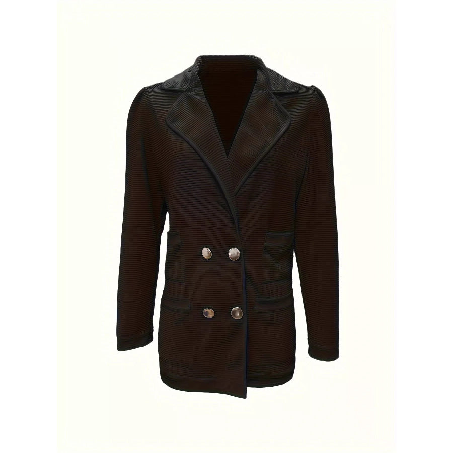 Texture Knit Double-Breasted Blazer Apparel and Accessories