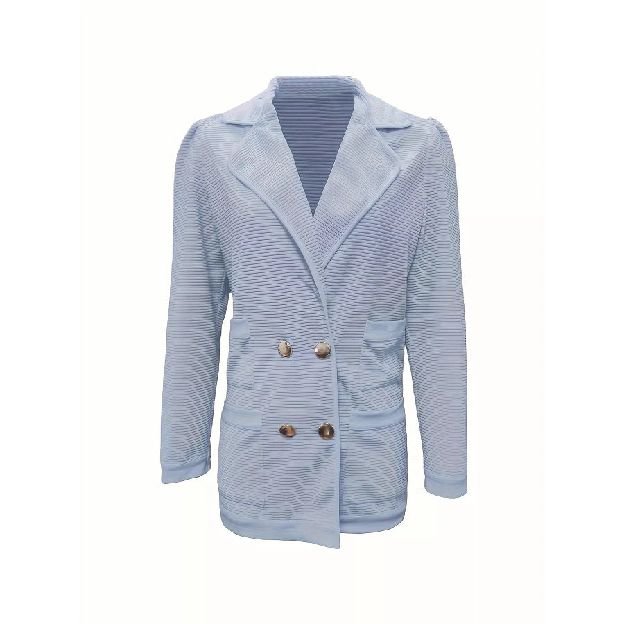 Texture Knit Double-Breasted Blazer Apparel and Accessories