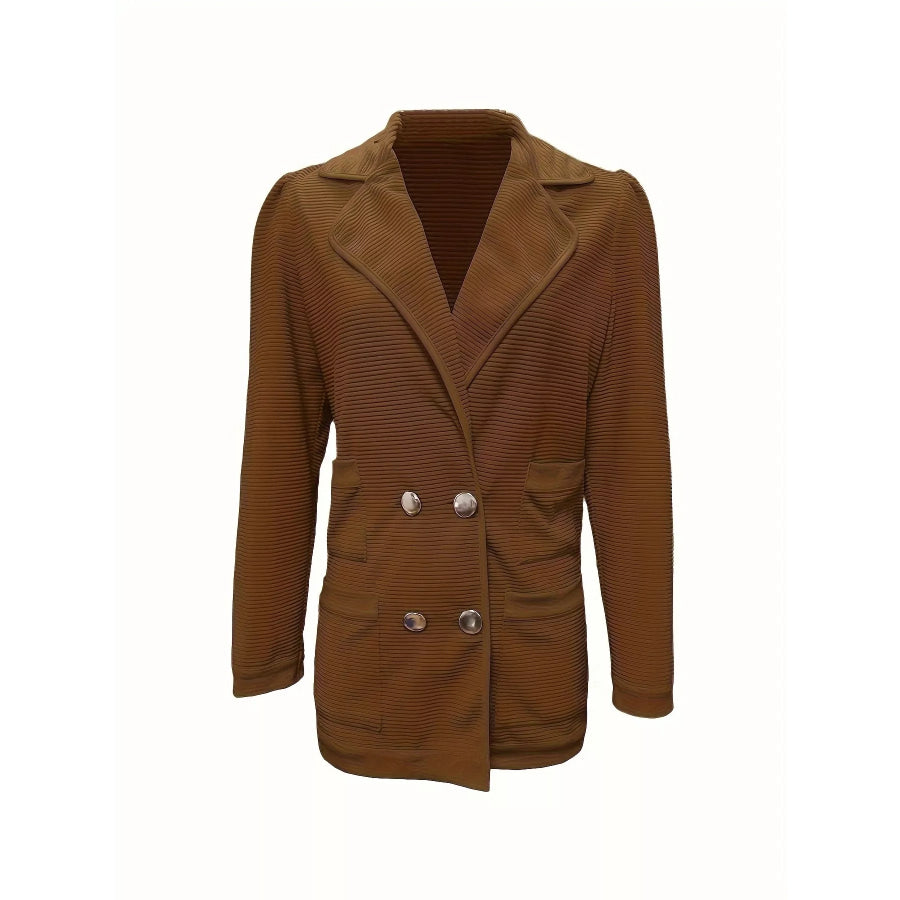 Texture Knit Double-Breasted Blazer Apparel and Accessories
