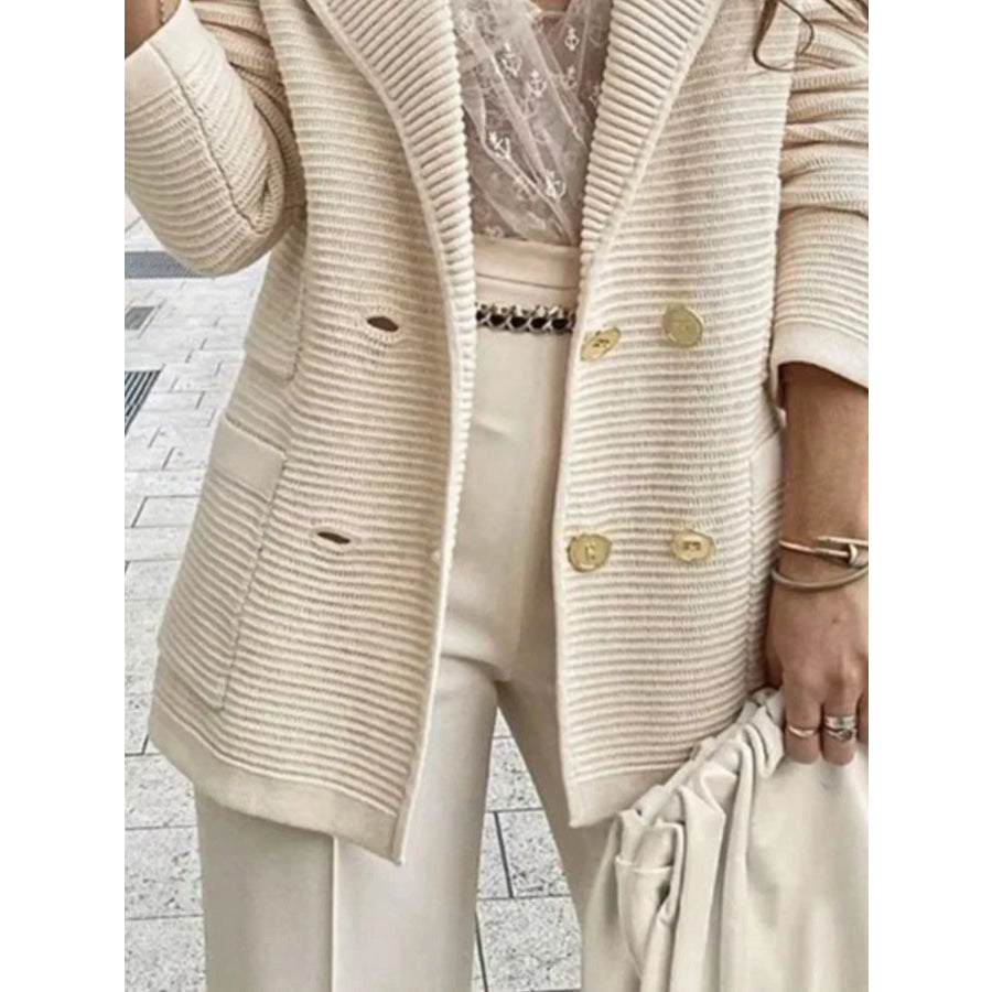 Texture Knit Double-Breasted Blazer Apparel and Accessories