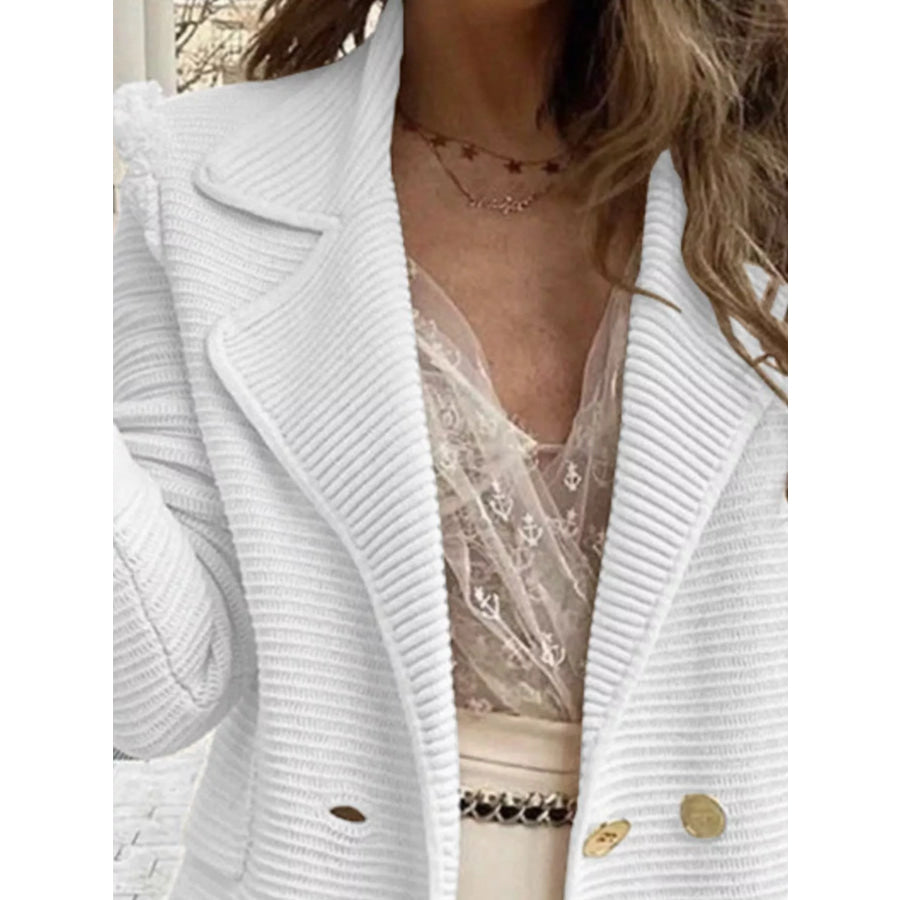 Texture Knit Double-Breasted Blazer Apparel and Accessories