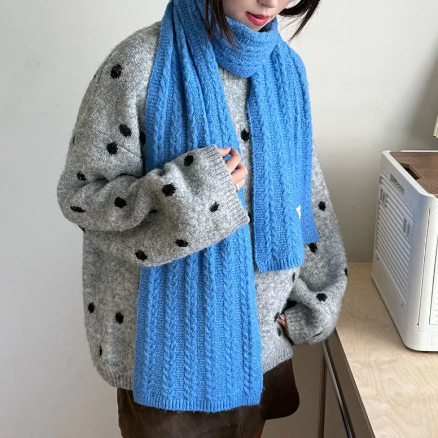 Texture Knit Winter Scarf Blue / ONESIZE Apparel and Accessories