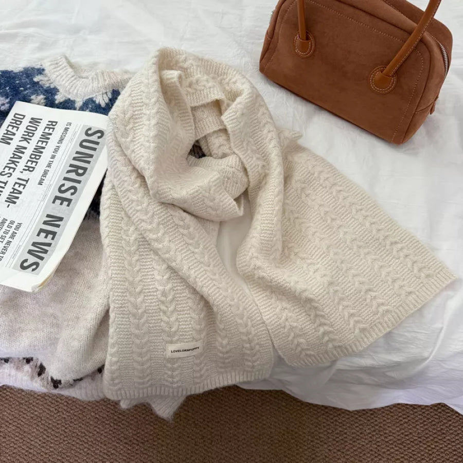 Texture Knit Winter Scarf Off White / ONESIZE Apparel and Accessories