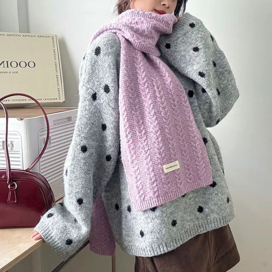 Texture Knit Winter Scarf Purple / ONESIZE Apparel and Accessories