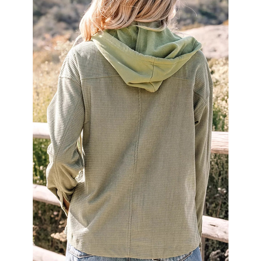 Texture Long Sleeve Hooded Jacket Apparel and Accessories