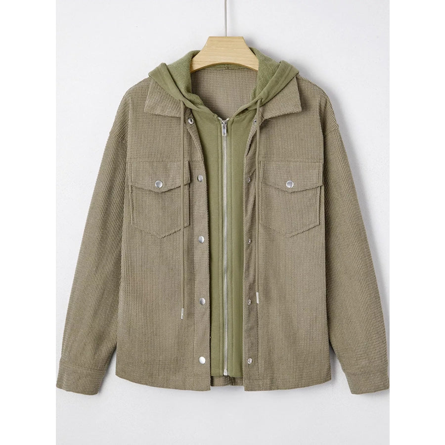 Texture Long Sleeve Hooded Jacket Apparel and Accessories