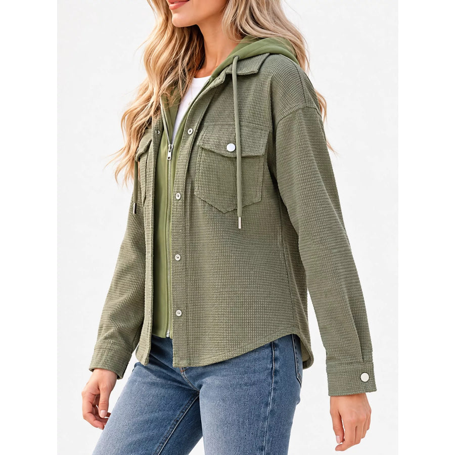 Texture Long Sleeve Hooded Jacket Apparel and Accessories