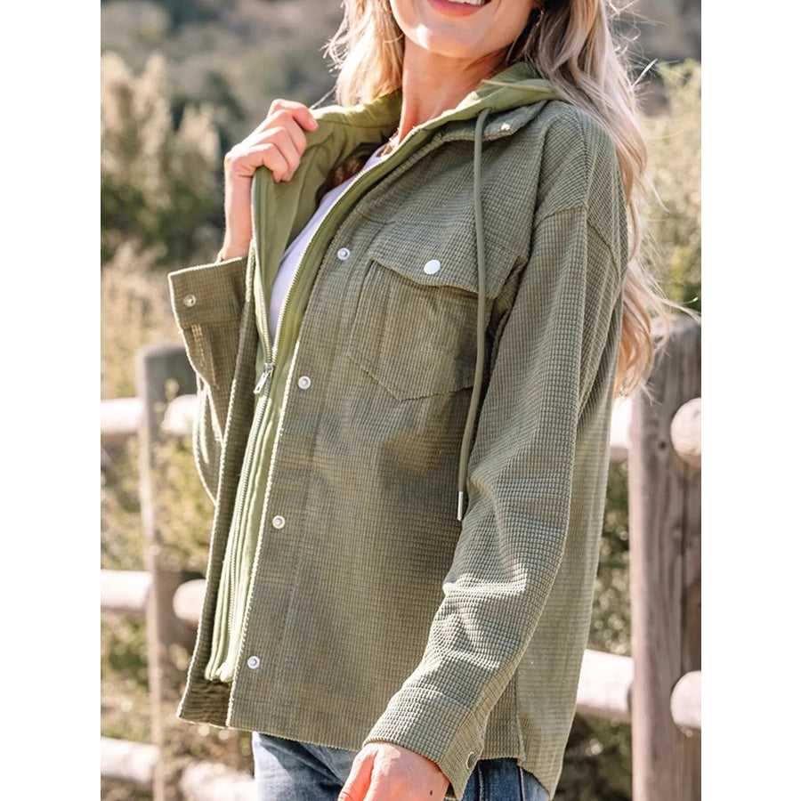 Texture Long Sleeve Hooded Jacket Apparel and Accessories