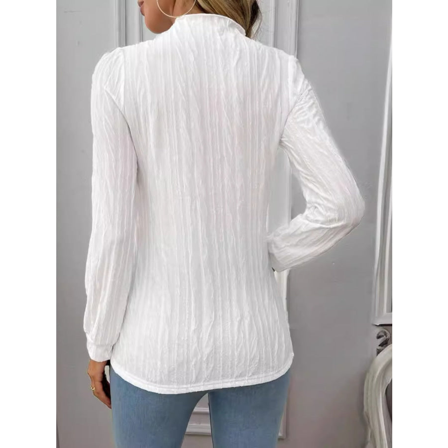 Texture Mock Neck Long Sleeve Top Apparel and Accessories