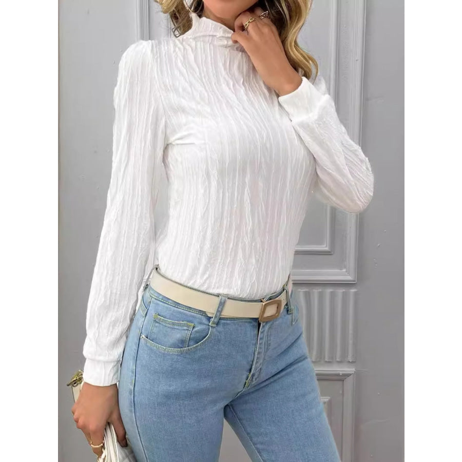 Texture Mock Neck Long Sleeve Top Apparel and Accessories