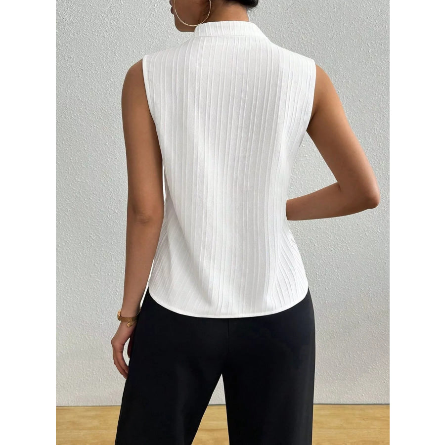 Texture Notched Sleeveless Top Apparel and Accessories