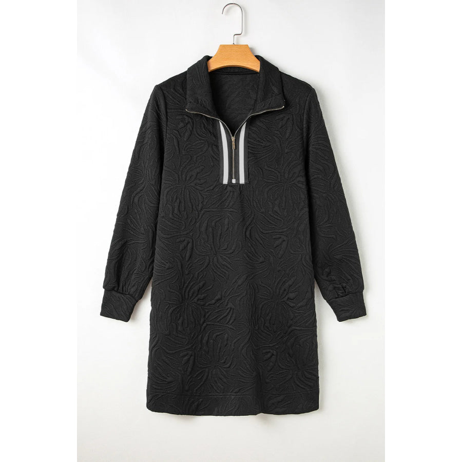 Texture Quarter Zip Long Sleeve Mini Dress Apparel and Accessories