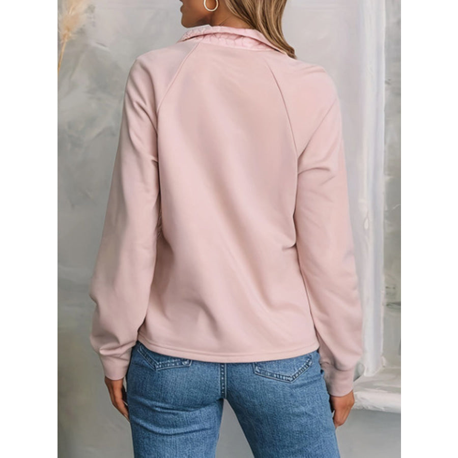 Texture Quarter Zip Long Sleeve Sweatshirt Apparel and Accessories